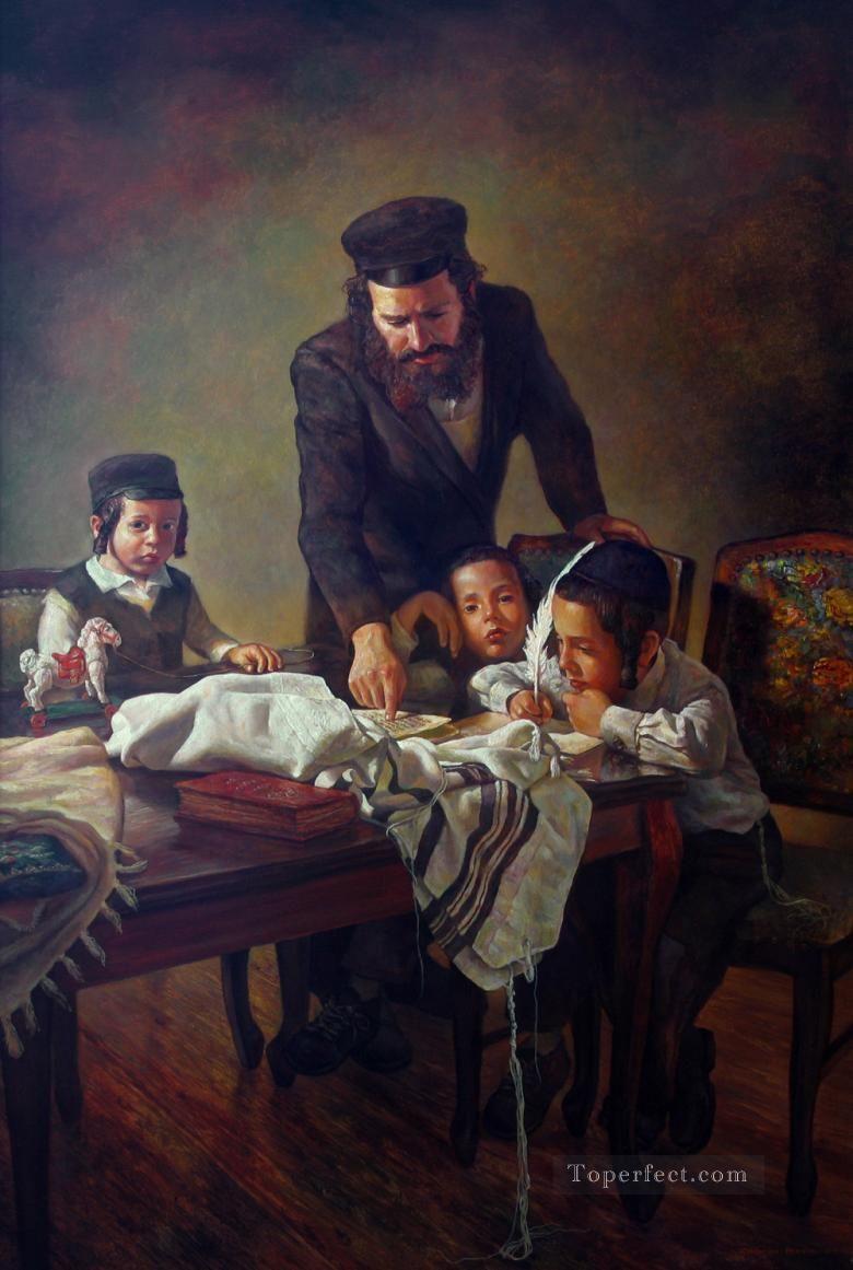 teaching boys Jewish Oil Paintings